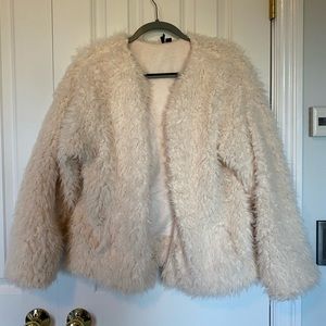Faux fur white coat